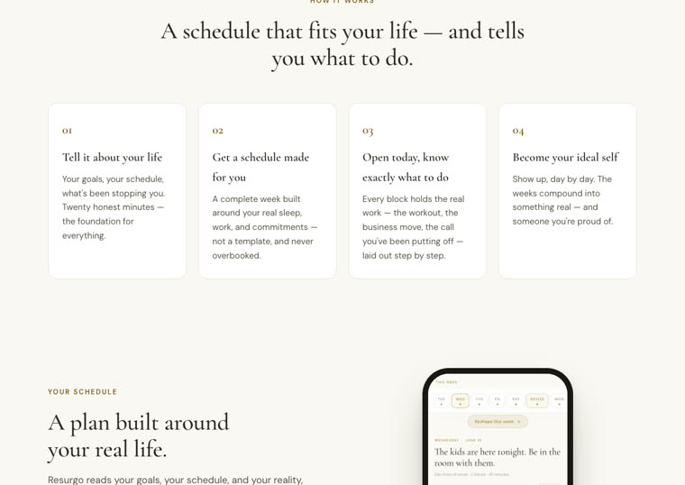 Inside Resurgo — a schedule that tells you what to do